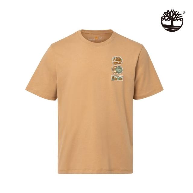 【Timberland】中性淺小麥色徽章圖案短袖T恤(A66AQEH3)