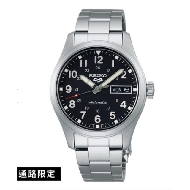 【SEIKO 精工】官方授權 5 Sports 男 簡約機械腕錶 錶徑36mm-贈高檔收納盒6入(SRPJ81K1-SK008)