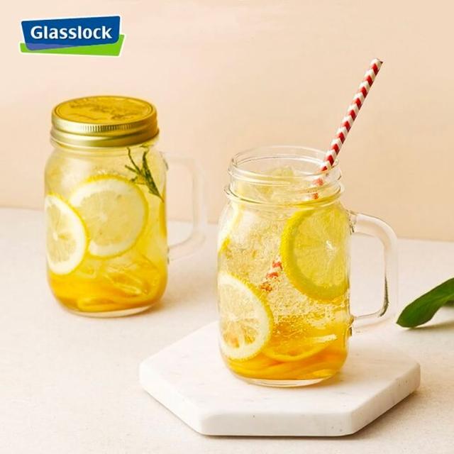 【Glasslock】經典玻璃密封罐  附手把飲料杯(750ml)