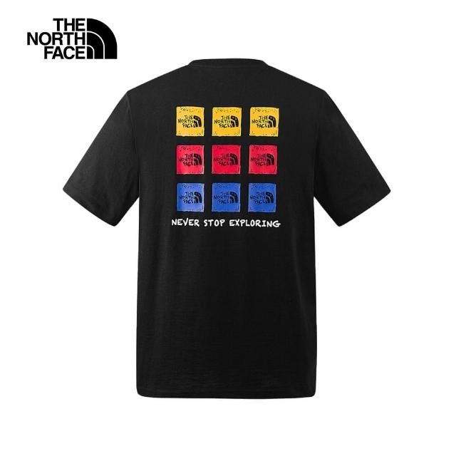 【The North Face 官方旗艦】北面男女款黑色多樣經典品牌LOGO短袖T恤｜8CSMJK3