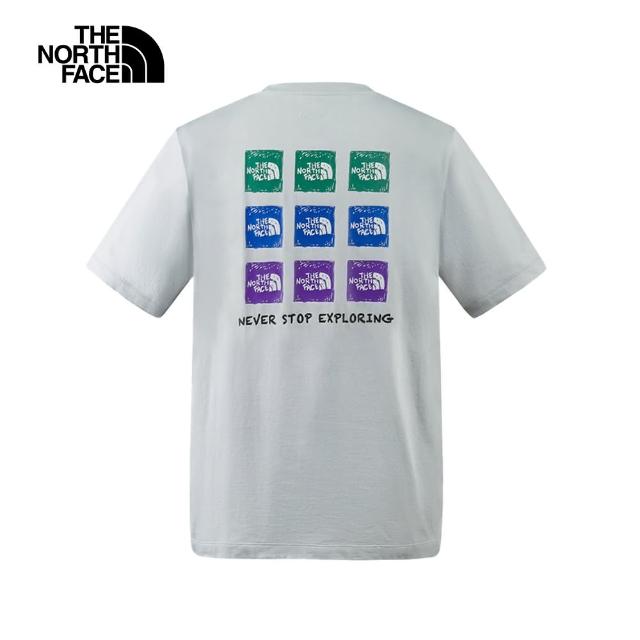【The North Face 官方旗艦】北面男女款灰色多樣經典品牌LOGO短袖T恤｜8CSMA0M
