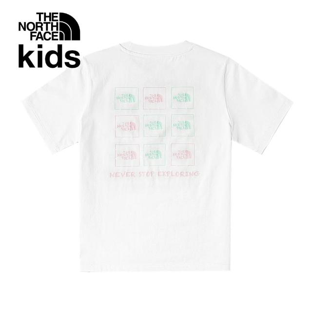【The North Face 官方旗艦】北面兒童白色多樣經典品牌LOGO短袖T恤｜8CT0FN4