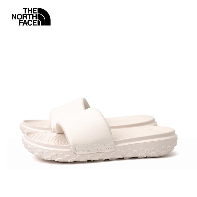 【The North Face 官方旗艦】北面女款米白色品牌LOGO輕便拖鞋｜8A99WID