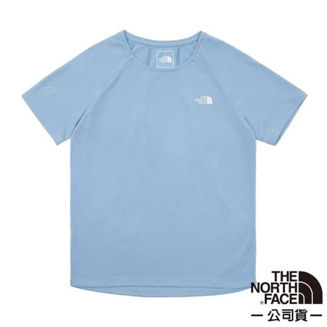 【The North Face】女 吸濕排汗舒適短袖T恤/FlashDry吸濕排汗.圓領設計(8825-QEO 藍色)