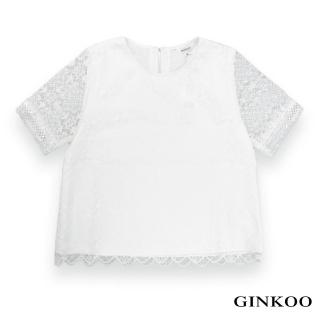 【GINKOO 俊克】花邊蕾絲短袖上衣
