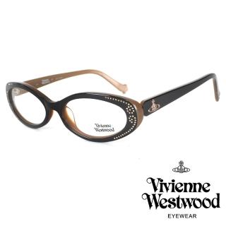 【Vivienne Westwood】英國亮眼精鑽橢圓光學眼鏡(黑 VW15003)
