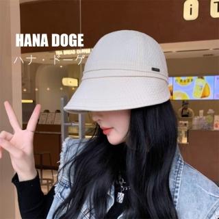 【HANA DOGE 】時尚韓系高級感格紋緹花布百搭小臉遮陽漁夫帽(遮陽小臉感)