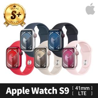 【Apple】S+ 級福利品 Apple Watch S9 LTE 41mm 鋁金屬錶殼搭配運動式錶帶(原廠保固中)