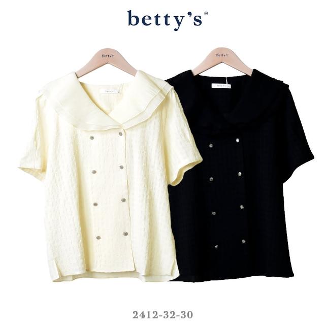 【betty’s 貝蒂思】雙排花花釦雪紡翻領短袖襯衫(共二色)