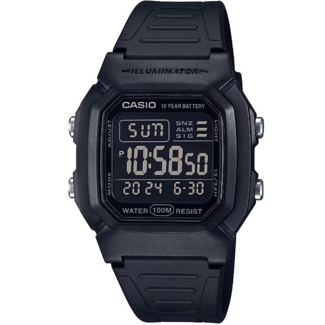 【CASIO 卡西歐】卡西歐電子錶 學生錶 黑色(W-800H-1B)