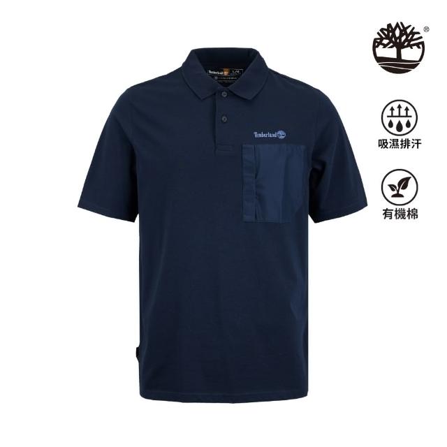 【Timberland】男款深寶石藍 TimberCHILL 科技短袖Polo衫(A2NAX433)
