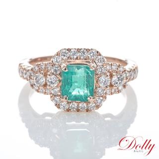 【DOLLY】1克拉 天然哥倫比亞祖母綠18K玫瑰金鑽石戒指(005)
