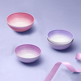 【Le Creuset】復古調色盤系列 瓷器早餐穀片碗16cm-4入(藍鈴紫/卡特蘭/淡粉紫/綻放粉)