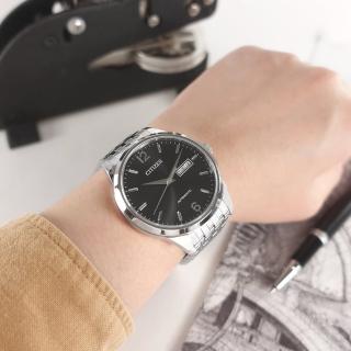 【CITIZEN 星辰】機械錶 數字刻度 藍寶石水晶玻璃 日期星期 不鏽鋼手錶 黑色 40mm(NH7500-53E)
