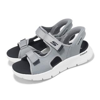【SKECHERS】涼鞋 Go Walk Flex Sandal-Easy Entry Slip-Ins 男鞋 灰 藍 避震 涼拖鞋(229210-GYNV)