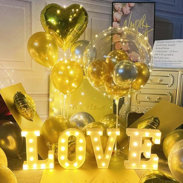 金光閃閃告白LOVE氣球燈飾組1組(仿空飄 生日 地飄 情人節 求婚 派對布置 母親節 氣球)