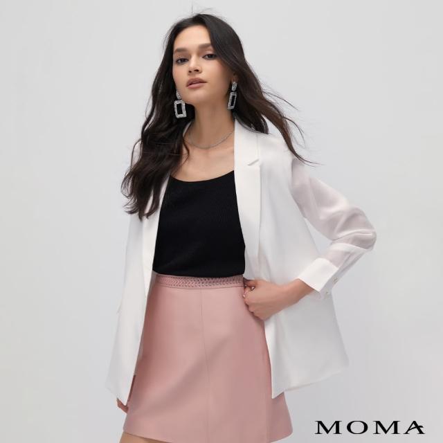 【MOMA】純白雅致半透袖西裝外套(白色)