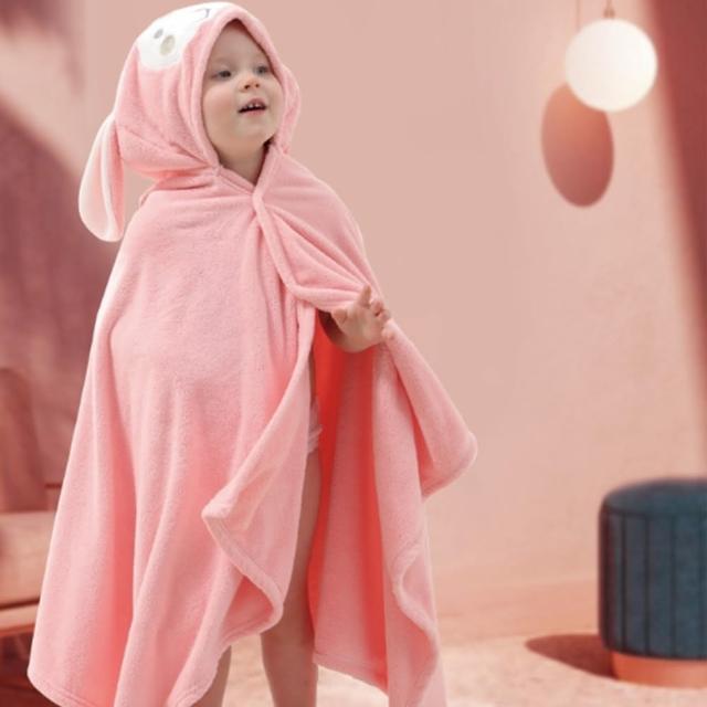 【MANI 瑪尼】兒童連帽珊瑚絨浴巾 前釦式斗篷浴巾 毛巾浴巾