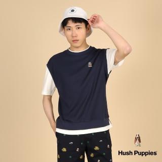 【Hush Puppies】男裝 上衣 漁夫帽狗假兩件華夫格上衣(丈青 / 43110109)