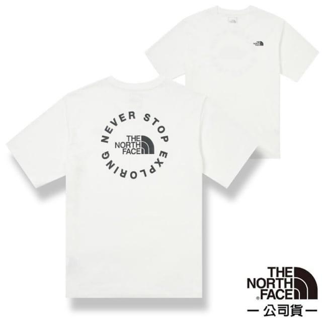 【The North Face】男 品牌標語LOGO休閒短袖T恤/棉質混紡.圓領設計(88GC-FN4 白色)