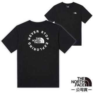 【The North Face】男 品牌標語LOGO休閒短袖T恤/棉質混紡.圓領設計(88GC-JK3 黑色)