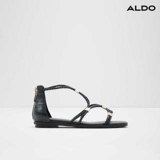 【ALDO】OCERIWENFLEX-時尚編織繩設計平底涼鞋-女鞋(黑色)