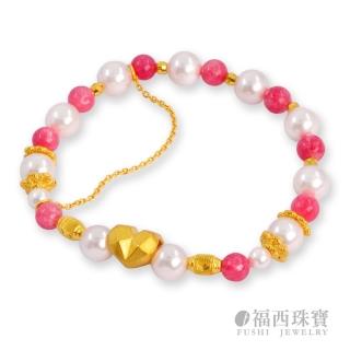 【福西珠寶】9999黃金手鍊 鑽石心珠串(金重1.10錢+-0.03錢)