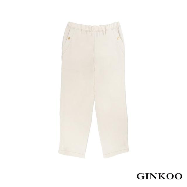 【GINKOO 俊克】壓線釦飾長褲