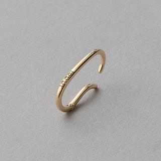 【ete】K10YG Liner Cuff 鑽石線型耳釦(金色)