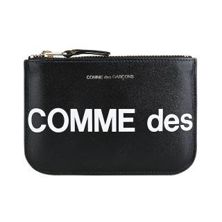 【Comme Des Garcons CDG】COMME DES GARCONS川久保玲字母LOGO印花牛皮拉鍊零錢包(黑)