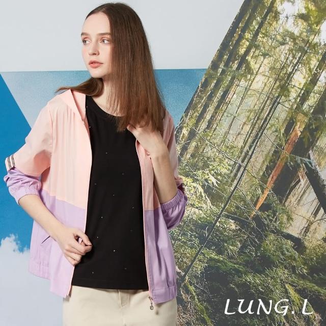 【LUNG.L 林佳樺】LP69C粉色拼接紫色連帽長袖女裝外套(春夏新品  棉質)