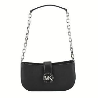 【Michael Kors】小型金屬LOGO優雅鏈袋手提/側肩包(黑)