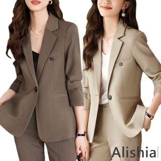 【Alishia】經典時尚修身薄款西裝外套 M-3XL(現+預 卡其色 / 藍色 / 咖啡色)