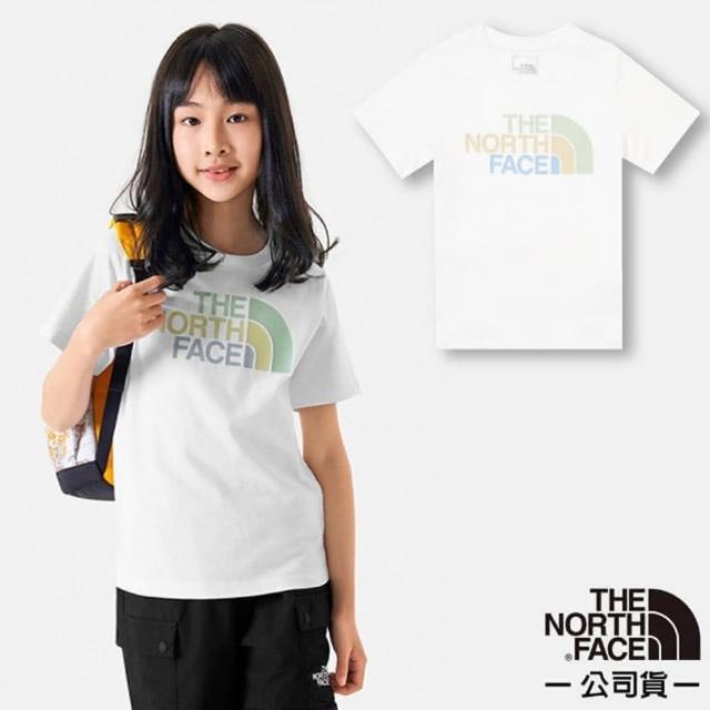 【The North Face】童 純棉多彩品牌LOGO短袖T恤/純棉材質.圓領設計(88ME-FN4 白色)