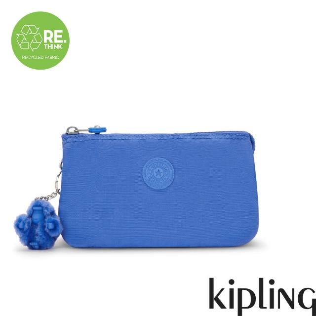 【KIPLING官方旗艦館】深邃亮藍色三夾層配件包-CREATIVITY L