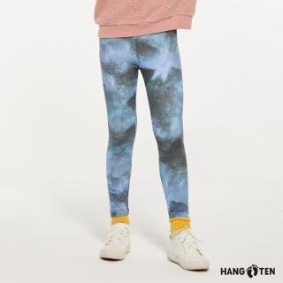 【Hang Ten】女童-恆溫多功能-TIGHT FIT吸濕快乾彈性洋流反光印花針織長褲(深藍)