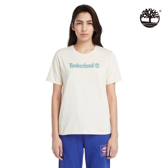 【Timberland】女款白煙色LOGO短袖T恤(A6AZPV04)