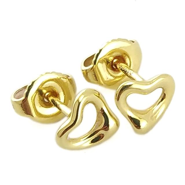 【Tiffany&Co. 蒂芙尼】18K金迷你Open Heart 心型墜飾針式耳環(展示品)