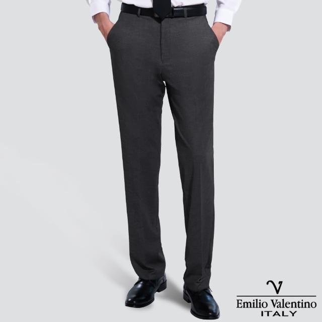 【Emilio Valentino 范倫提諾】特級彈性平面西裝褲(麻灰)