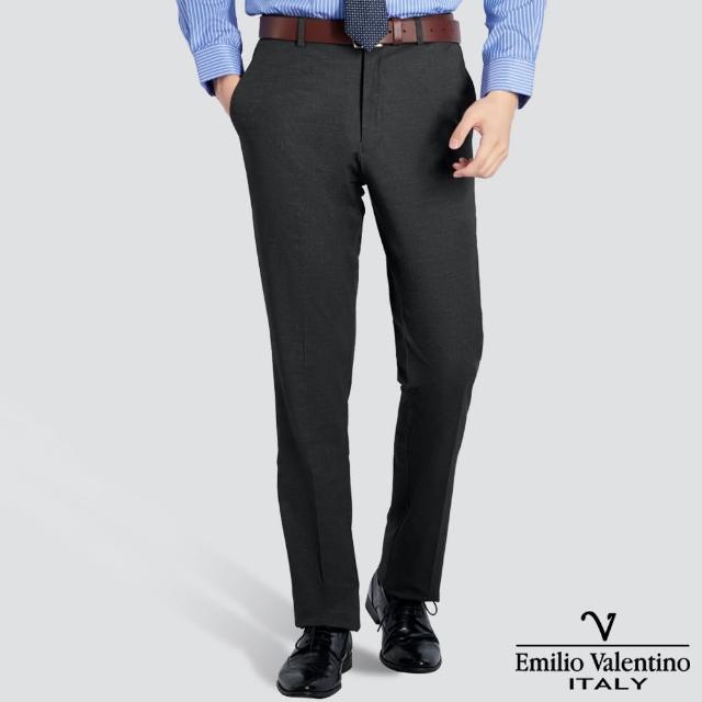 【Emilio Valentino 范倫提諾】特級彈性修身平面西裝褲(麻灰)