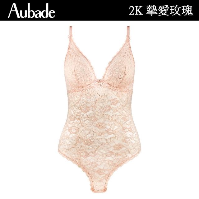 【Aubade】摯愛玫瑰蕾絲性感連身BODY 性感內衣 法國進口 女內衣(2K-膚.牙白)