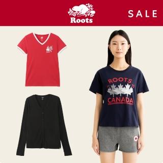【Roots】女款-精選Roots 海狸logo短袖T恤或短褲或針織衫(多款可選)