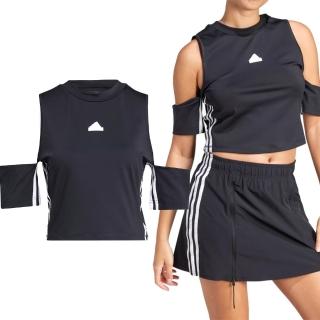 【adidas 愛迪達】Dance Cro 女款 黑色 短版 吸濕 排汗 運動 休閒 上衣 短袖 IN1824