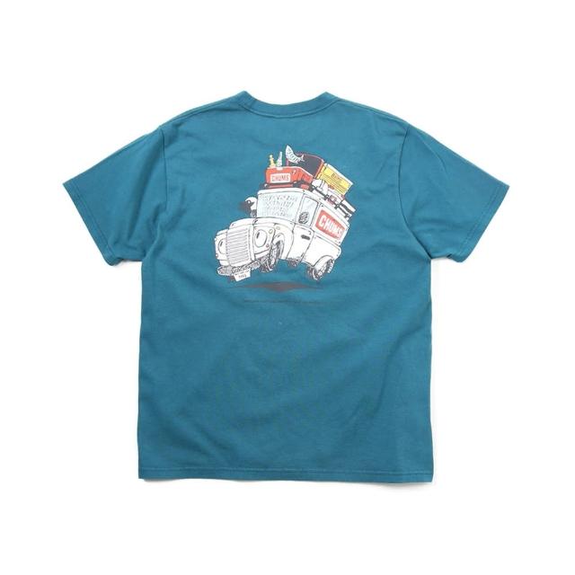 【CHUMS】CHUMS 休閒 Go Outdoor Pocket T-Shirt短袖上衣 藍綠(CH012348T001)