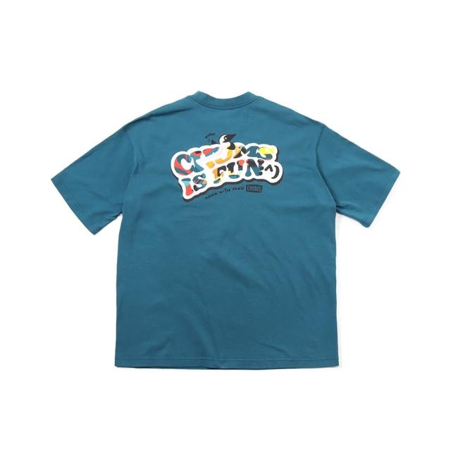 【CHUMS】CHUMS 休閒 Oversized CHUMS IS FUN T-Shirt短袖上衣 藍綠(CH012357T001)