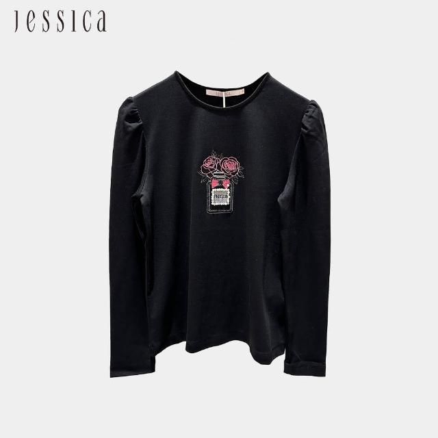 【JESSICA】百搭棉質香水玫瑰印花長袖T恤G34601