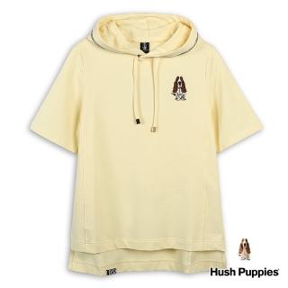 【Hush Puppies】女裝 帽T 品牌織帶刺繡狗中長版帽T(鵝黃 / 43202102)