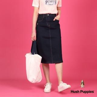 【Hush Puppies】女裝 長裙 側開岔3扣飾牛仔中長裙(深藍 / 43223101)
