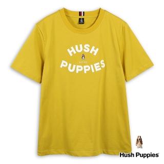 【Hush Puppies】男裝 T恤 素色立體品牌英文矽膠刺繡狗T恤(深黃 / 43111209)