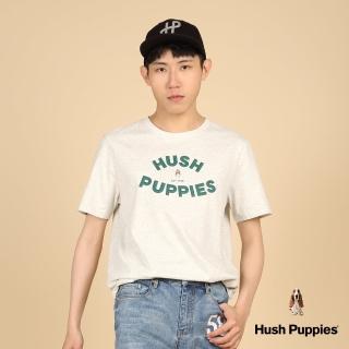 【Hush Puppies】男裝 T恤 素色立體品牌英文矽膠刺繡狗T恤(淺灰 / 43111209)